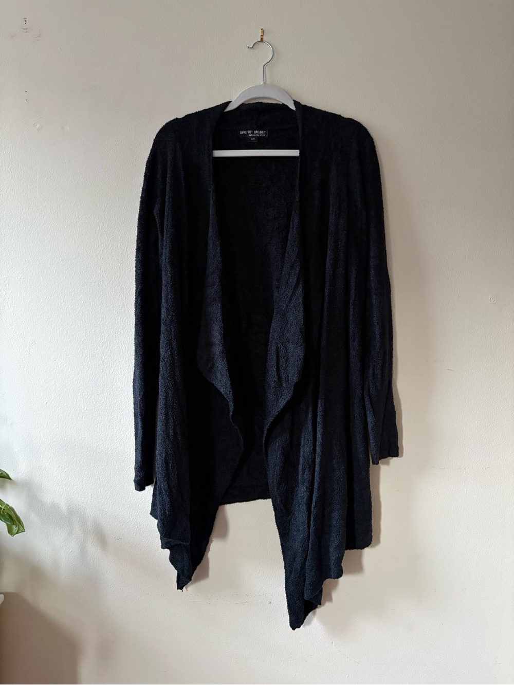 Barefoot Dreams Black Open Drape Cozy Cardigan Bamboo Chic Lite Knit Size S/M
